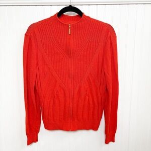 St. John Bright Orange Santana Knit Full Zip Sweater Estimated Size Medium